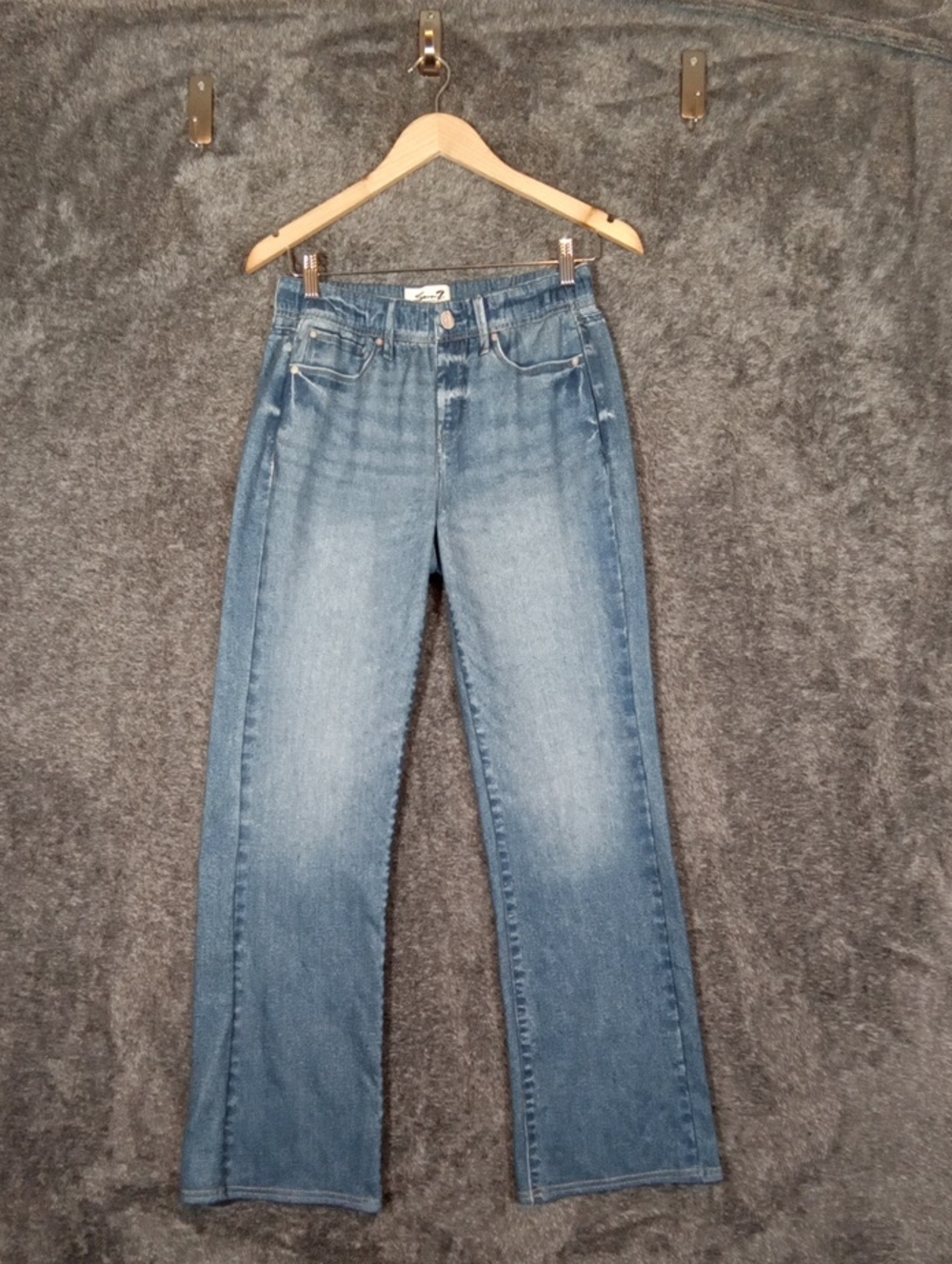 Seven7 Women's Wide Leg Illusion Denium Jean Stretchy Mid Rise Womens Xs